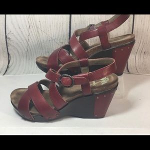 DANSKO Strap Clog Wedge Leather Sandals